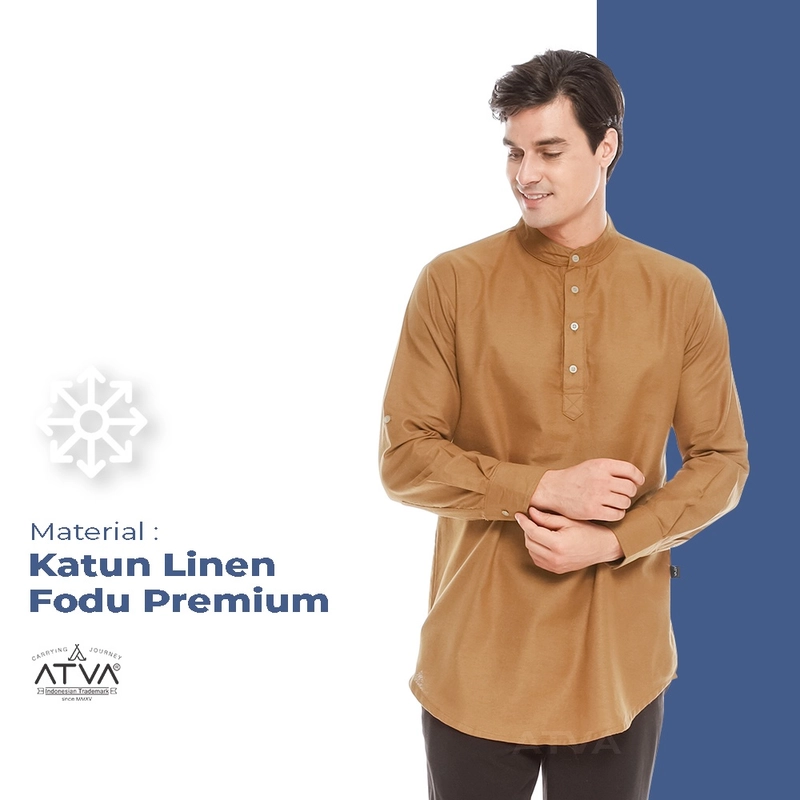 Product image ATVA Baju Koko Pria Linen Tangan Panjang Warna Teracota L all variant